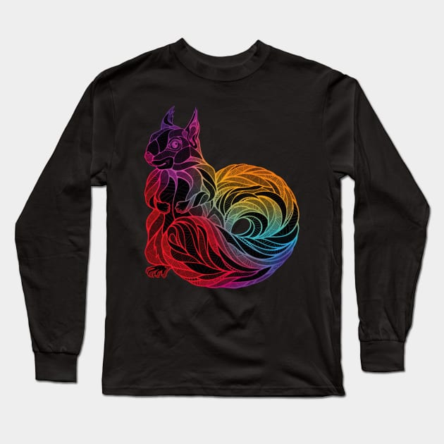 Squirrel Motif Colourful Design Rodents Chipmunk Long Sleeve T-Shirt by Ambrosius